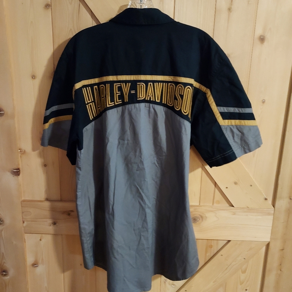 Harley-Davidson Shirt Men's Medium HDMC '03, Color: Black/Gray/Gold, RN# 103819. - Picture 4 of 13